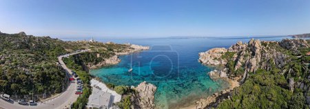 Photo for Drone view at Cala Spinosa near Santa Teresa di Gallura on Sardinia in Italy - Royalty Free Image