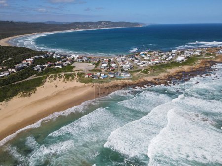 Photo for Drone view at the village of Buffalo bay on South Africa - Royalty Free Image