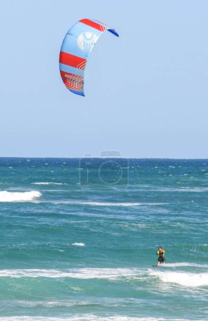 Photo for Buffalo, South Africa - 25 January 2023: people practicing kitesurf at Buffalo bay on South Africa - Royalty Free Image
