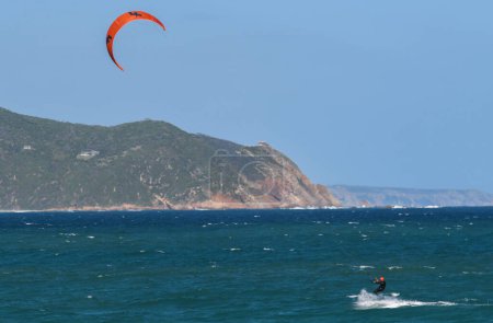 Photo for Buffalo, South Africa - 25 January 2023: people practicing kitesurf at Buffalo bay on South Africa - Royalty Free Image
