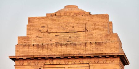 India Gate landmark war memorial in New Delhi near Kartavya path, close up view, All India War Memorial to indian army soldiers who died in First World War, beautiful landmark made from red sandstone