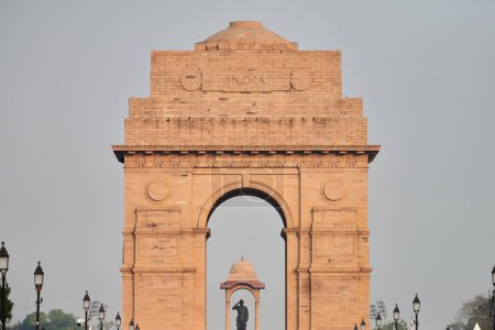 India Gate landmark war memorial in New Delhi near Kartavya path, All India War Memorial to indian army soldiers who died in First World War, beautiful landmark made from red sandstone
