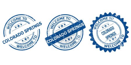 welcome to Colorado Springs blue old stamp sale