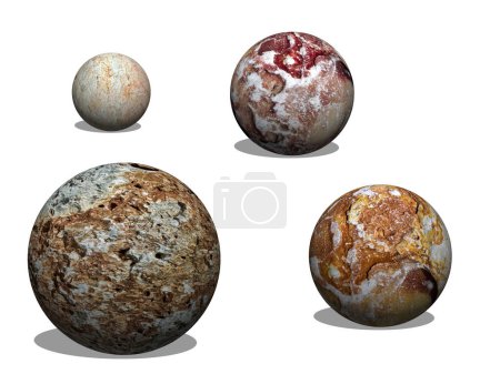 Foto de Esfera tridimensional de piedra sobre fondo blanco, representación de ilustración 3d - Imagen libre de derechos