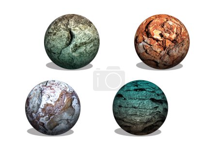 Foto de Esfera tridimensional de piedra sobre fondo blanco, representación de ilustración 3D - Imagen libre de derechos