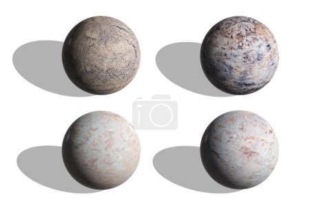 Foto de Esfera tridimensional de piedra sobre fondo blanco, representación 3D, ilustración - Imagen libre de derechos
