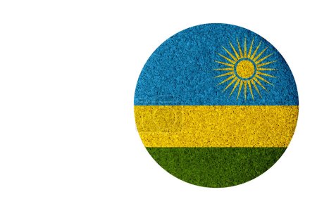 Foto de Bandera de Ruanda, montaña rusa de corcho redonda aislada sobre fondo blanco - Imagen libre de derechos