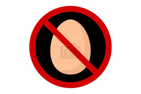 Ilustración de Señal de prohibición roja y negra con huevo sobre fondo blanco, ilustración vectorial - Imagen libre de derechos