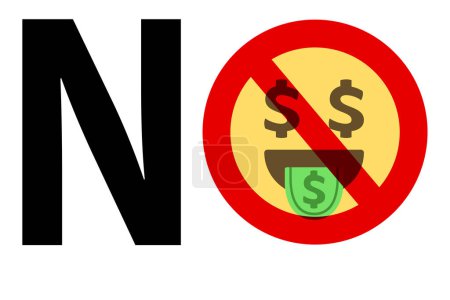 Illustration for No text with prohibition sign against money face emoji on white background,swift bank,oligarchs,sanctions concept vector illustration - Royalty Free Image