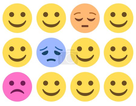 Illustration for Emoji pattern with smile,disappointed,frowning and pensive faces,concept vector illustration - Royalty Free Image
