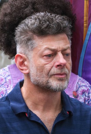 Photo for London, UK. 21st July 2023. Actor Andy Serkis at the Equity Union rally, London, standing in solidarity with SAG-AFTRA actors strike in America, for fair pay, residual payments and issues on A.I. - Royalty Free Image