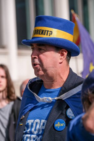 Photo for London, UK. 23rd September 2023. Pro-EU supporter Steve Bray - Mr. Stop Brexit, at the anti-Brexit National Rejoin March rally in London, calling for the United Kingdom to rejoin the European Union. - Royalty Free Image