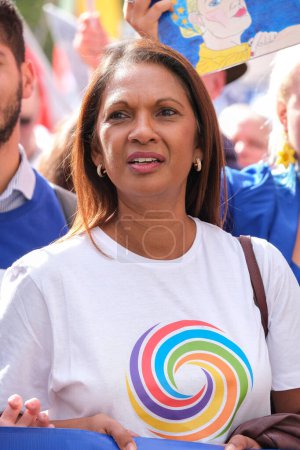 Photo for London, UK. 23rd September 2023. Gina Miller founder of the True and Fair campaign at the anti-Brexit National Rejoin March in London, calling for the United Kingdom to rejoin the European Union. - Royalty Free Image