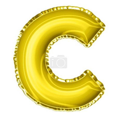 Photo for 3d render yellow balloon foil alphabet letter c - Royalty Free Image
