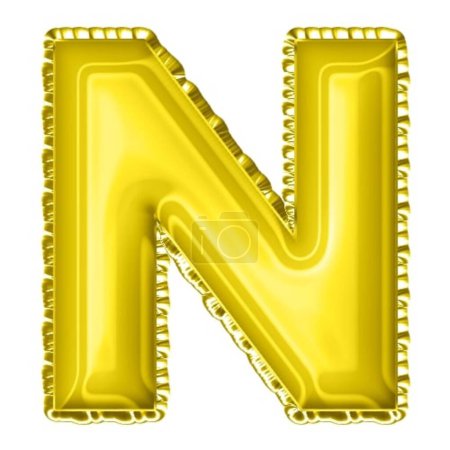 Foto de 3d renderizar amarillo globo hoja alfabeto letra n - Imagen libre de derechos