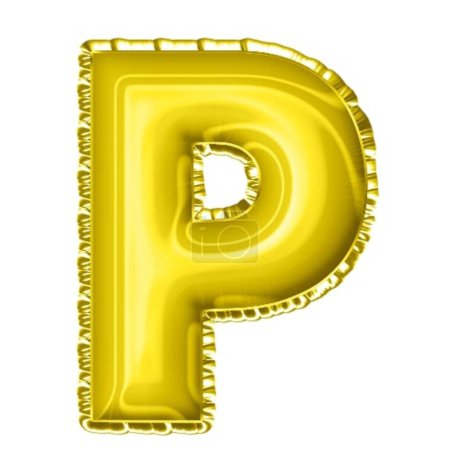 Photo for 3d render yellow balloon foil alphabet letter p - Royalty Free Image