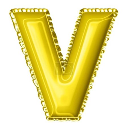 Foto de 3d renderizar amarillo globo hoja alfabeto letra v - Imagen libre de derechos