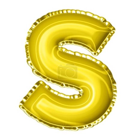 Photo for 3d render yellow balloon foil alphabet letter s - Royalty Free Image