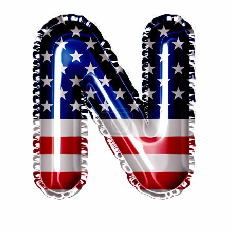 Téléchargez les photos : Ballon feuille anniversaire drapeau américain lettre alphabet N - en image libre de droit