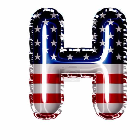 Téléchargez les photos : Ballon feuille anniversaire drapeau américain lettre de l'alphabet H - en image libre de droit