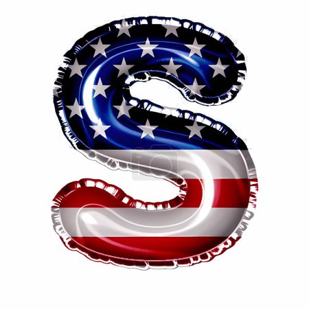 Téléchargez les photos : Ballon feuille anniversaire drapeau américain lettre alphabet S - en image libre de droit