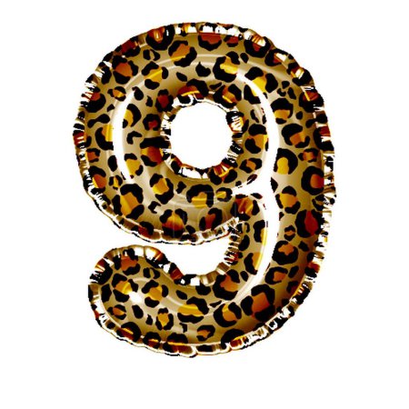 Foto de Número 9 en estilo leopardo sobre blanco - Imagen libre de derechos