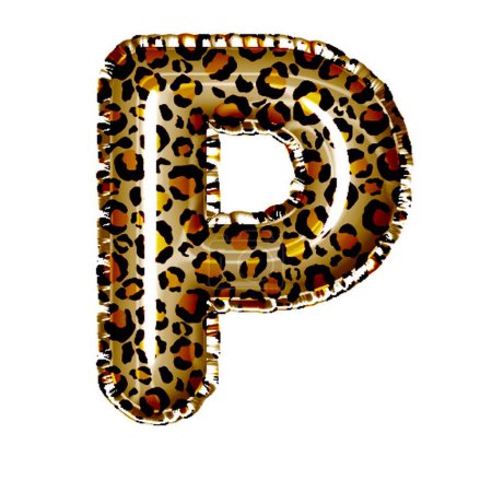 Téléchargez les photos : Lettre p dans le style léopard sur blanc - en image libre de droit