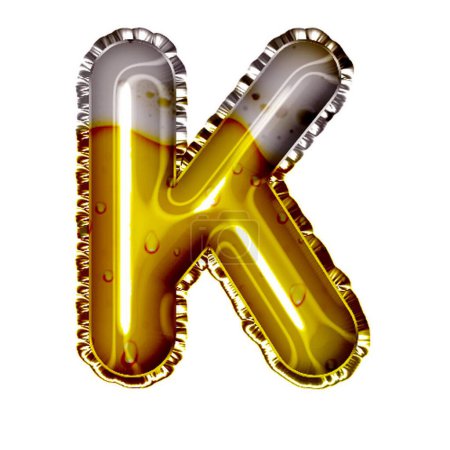 Photo for Beer style balloon letter k on white - Royalty Free Image