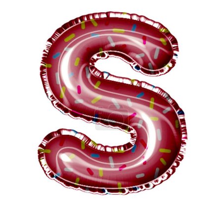 Photo for Letter s foil balloon in sprinkles on white - Royalty Free Image