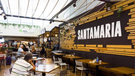 Photo for MENORCA, SPAIN - JULY 2019: Santamaria Restaurant inside airport. - Royalty Free Image