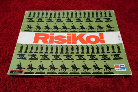 Photo for BOLOGNA, ITALY - JANUARY 2018: RisiKo! box, a strategy board game, Italian stand alone variant of Risk (it derives from the 1957 French game La Conqute du Monde). - Royalty Free Image