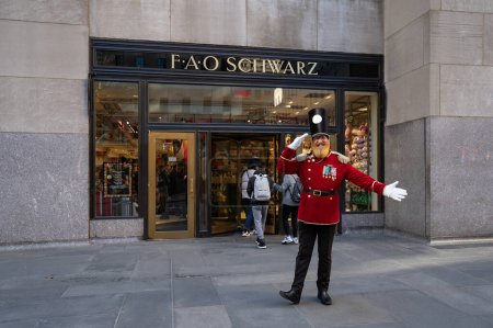 Photo for NEW YORK - FEBRUARY, 2020: Famous Fao Schwarz toy store on Rockefeller Center Plaza. FAO Schwarz, founded in 1862, is the oldest toy store in the United States. - Royalty Free Image