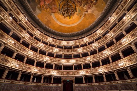 Photo for FERMO, ITALY - DECEMBER 2019: Old Eagle Theater interiors view. Marche region, Italy. - Royalty Free Image