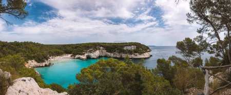 Photo for Cala Mitjana bay from panoramic point of view. Menorca, one of the Balearic Islands located in the Mediterranean Sea belonging to Spain. - Royalty Free Image