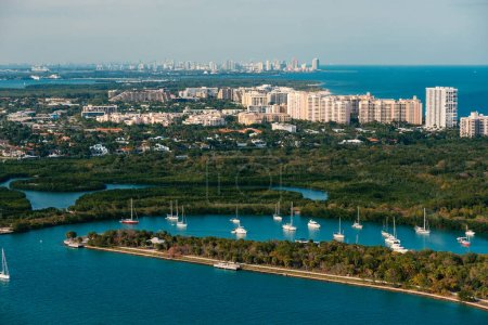 Photo for Panoramic view of Miami, Florida, in a sunny day. South Beach (also known as SoBe), is one of the more popular areas of Miami Beach. - Royalty Free Image