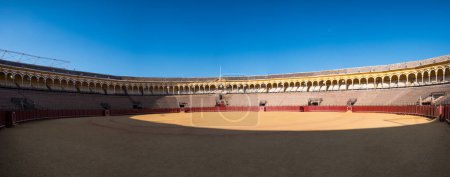 Photo for SEVILLE, SPAIN - JUNE 2018: The  Real Maestranza of Cavalry Bullring interior view, one of the biggest arenas of Spain for bullfights. - Royalty Free Image