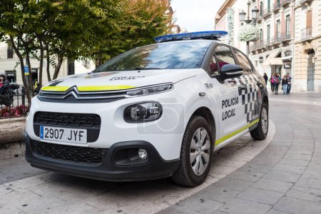 Photo for GRANADA, SPAIN - JUNE, 2018: Police car parked in the street. - Royalty Free Image