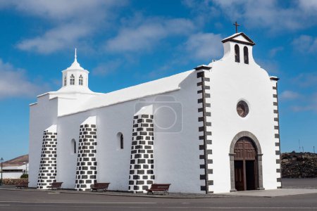 Photo for Church of Nuestra Senora de los Volcanes in Mancha Blanca on the island of Lanzarote, Canary Islands. Spain, Europe. - Royalty Free Image
