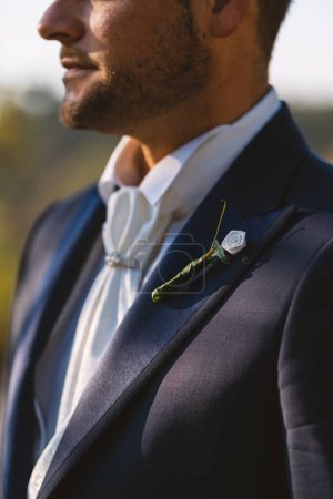 Photo for Elegant dress groom detail at wedding. - Royalty Free Image