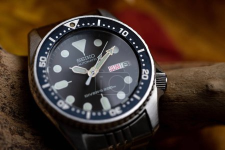 Photo for BOLOGNA, ITALY - OCTOBER 2021: Seiko 013 diver watch watch. Seiko is a Japanese company manufacturing watch products, precision instruments and mechanics.  Illustrative editorial. - Royalty Free Image