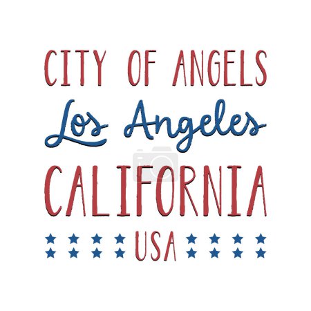 Illustration for Los Angeles hand lettering with city of Angels and California typography for t-shirt and other uses. - Royalty Free Image