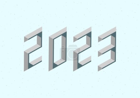 Illustration for Year 2023 logo with 3d isometric effect. Vector illustration. - Royalty Free Image