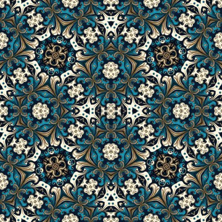 Photo for Ornamental victorian seamless wallpaper in roccoco style. Repeat tile of ornate botanical baroque decorative backdrop - Royalty Free Image