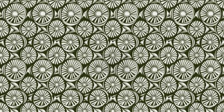 Forest green country floral blockprint linen seamless border. Print of French cottage interior cotton effect flower fabric washi tape