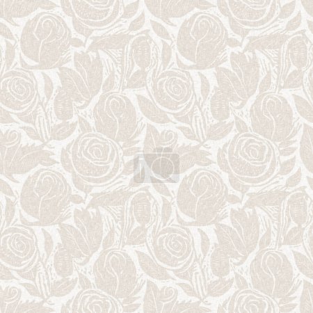 Téléchargez les photos : Subtil rustique élégance mariage floral bloc imprimé lin motif sans couture. Impression intégrale de blanc sur fond de fleur blanc effet coton - en image libre de droit