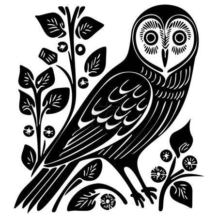 Illustration for Cute owl vector illustration. Low brow ornithology wildlife motif - Royalty Free Image