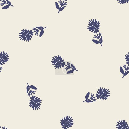 Skurrile florale Lino-Schnitt-Motivvektormuster. Nahtlose Dekoration mit skurrilem Blattdesign für modernen Hintergrund.