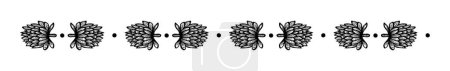 Ilustración de Banner floral de ramita de jardín Escandi en estilo de frente baja. Extravagantes bordes de plantas naturales para el diseño gráfico de linograbado dibujado a mano - Imagen libre de derechos