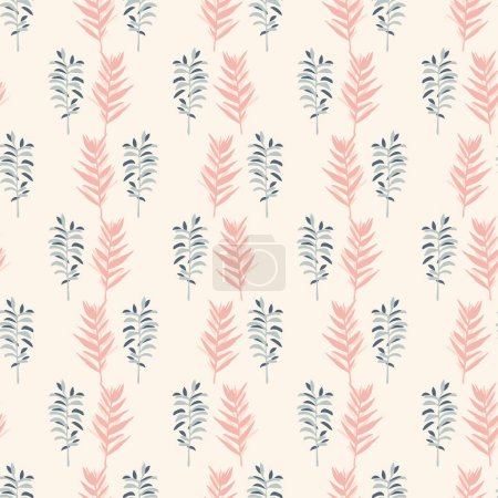 Photo for Midcentury modern floral vector endless vector pattern. Organic summer gender neutral 70s matisse wallpaper - Royalty Free Image