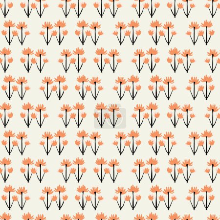 Photo for Midcentury modern floral vector endless vector pattern. Organic summer gender neutral 70s matisse wallpaper - Royalty Free Image